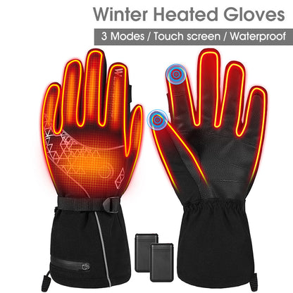 WEST BIKING YP0211224 1 Pair Winter Electric Heating Full-Finger Gloves Touch Screen Waterproof Warm Cycling Mittens