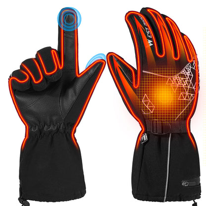 WEST BIKING YP0211224 1 Pair Winter Electric Heating Full-Finger Gloves Touch Screen Waterproof Warm Cycling Mittens