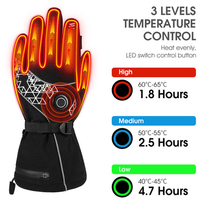 WEST BIKING YP0211224 1 Pair Winter Electric Heating Full-Finger Gloves Touch Screen Waterproof Warm Cycling Mittens