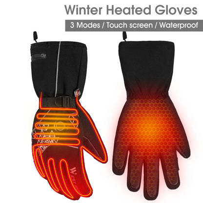 WEST BIKING YP0211224 1 Pair Winter Electric Heating Full-Finger Gloves Touch Screen Waterproof Warm Cycling Mittens