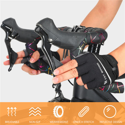 WEST BIKING 1 Pair Bike Cycling Half Finger Gloves Breathable Shockproof Bicycle Non-slip Gloves