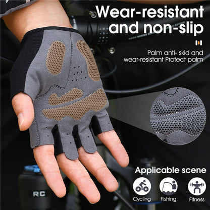 WEST BIKING 1 Pair Bike Cycling Half Finger Gloves Breathable Shockproof Bicycle Non-slip Gloves