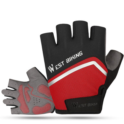 WEST BIKING 1 Pair Bike Cycling Half Finger Gloves Breathable Shockproof Bicycle Non-slip Gloves