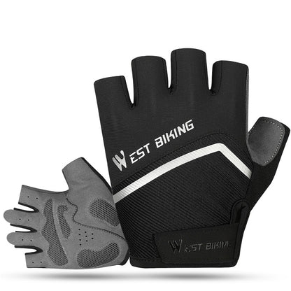 WEST BIKING 1 Pair Bike Cycling Half Finger Gloves Breathable Shockproof Bicycle Non-slip Gloves