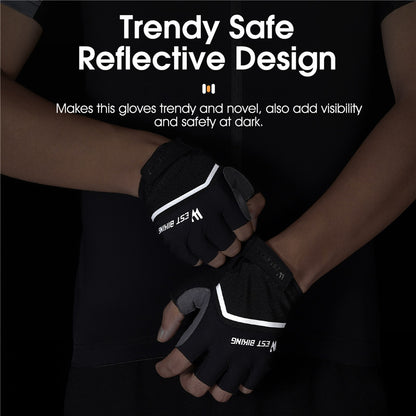 WEST BIKING 1 Pair Bike Cycling Half Finger Gloves Breathable Shockproof Bicycle Non-slip Gloves