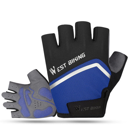 WEST BIKING 1 Pair Bike Cycling Half Finger Gloves Breathable Shockproof Bicycle Non-slip Gloves