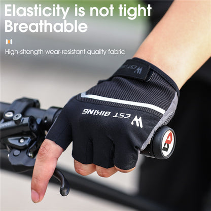 WEST BIKING 1 Pair Bike Cycling Half Finger Gloves Breathable Shockproof Bicycle Non-slip Gloves