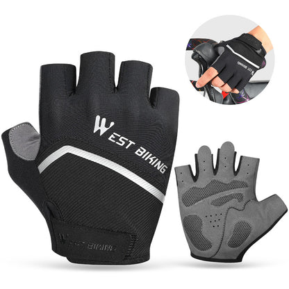 WEST BIKING 1 Pair Bike Cycling Half Finger Gloves Breathable Shockproof Bicycle Non-slip Gloves