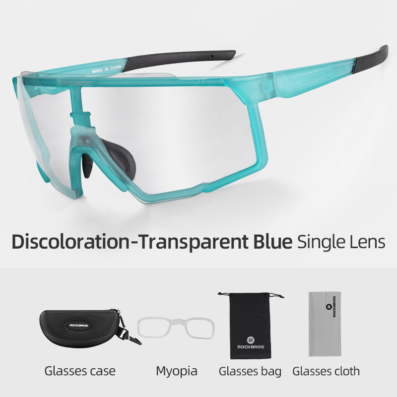 ROCKBROS SP22 Color Changing Glasses Outdoor Windproof Sandproof Bicycle Cycling Men Women Glasses with Myopia Frame