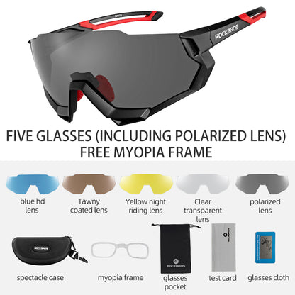 ROCKBROS 10133 Photochromic Cycling Sunglasses Polarized Windproof Eyeglasses Riding Eyewear