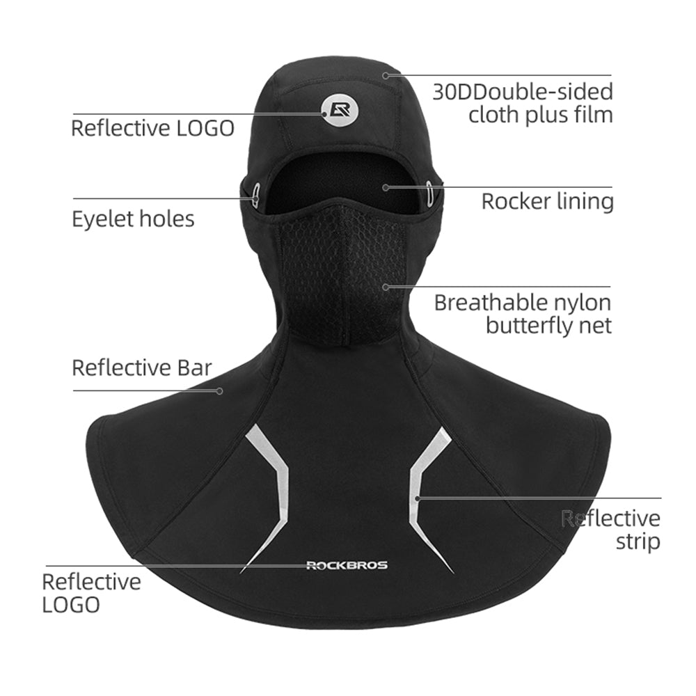 ROCKBROS YPP042 2 in 1 Detachable Fleece Lined Head Scarf + Balaclava Face Mask with Filter for Winter Motorcycle Cycling