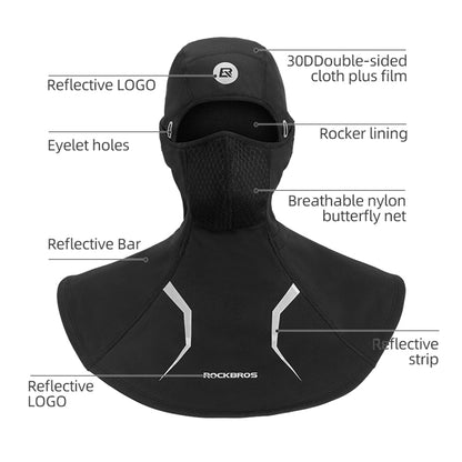 ROCKBROS YPP042 2 in 1 Detachable Fleece Lined Head Scarf + Balaclava Face Mask with Filter for Winter Motorcycle Cycling