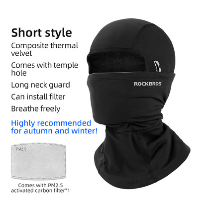 ROCKBROS 13420045001 Warm Fleece Lined Short Face Mask Windproof Motorcycle Cycling Balaclava Head Scarf with Replaceable Filter