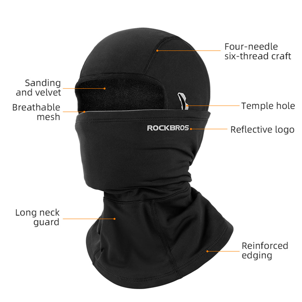 ROCKBROS 13420045001 Warm Fleece Lined Short Face Mask Windproof Motorcycle Cycling Balaclava Head Scarf with Replaceable Filter