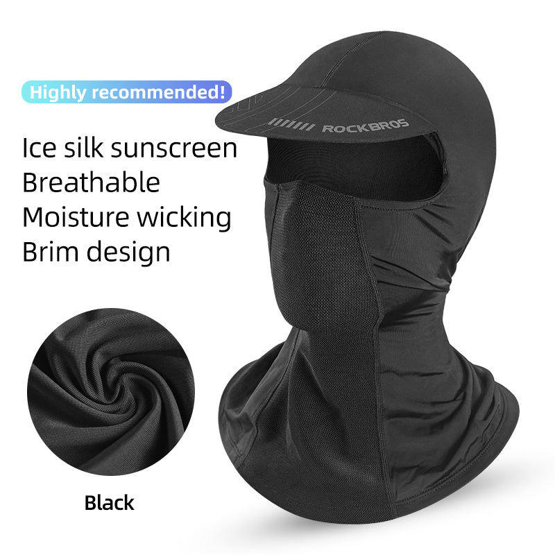 ROCKBROS LF8119 Full Cover Face Mask Sun Protection Breathable Ice Silk Outdoor Cycling Motorcycle Helmet Liner Balaclava Cap with Brim