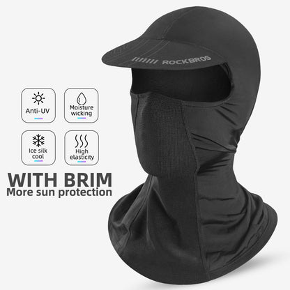 ROCKBROS LF8119 Full Cover Face Mask Sun Protection Breathable Ice Silk Outdoor Cycling Motorcycle Helmet Liner Balaclava Cap with Brim