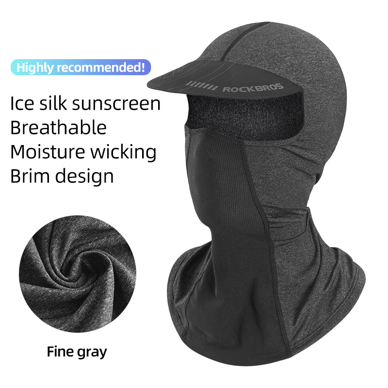 ROCKBROS LF8119 Full Cover Face Mask Sun Protection Breathable Ice Silk Outdoor Cycling Motorcycle Helmet Liner Balaclava Cap with Brim