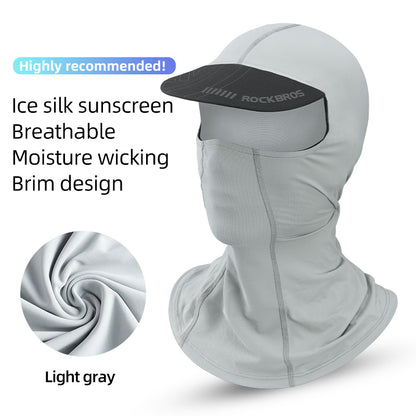 ROCKBROS LF8119 Full Cover Face Mask Sun Protection Breathable Ice Silk Outdoor Cycling Motorcycle Helmet Liner Balaclava Cap with Brim