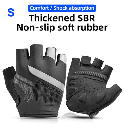 ROCKBROS S247 1Pair Half Finger Bicycle Gloves Wear-resistant Gloves with Reflective Stripes for Cycling Riding