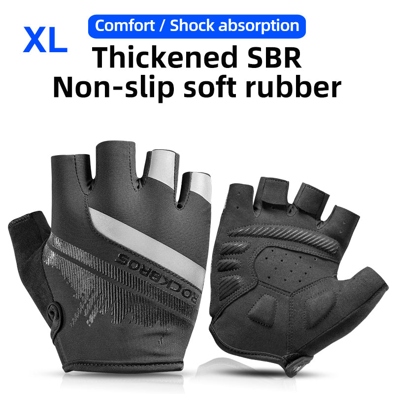 ROCKBROS S247 1Pair Half Finger Bicycle Gloves Wear-resistant Gloves with Reflective Stripes for Cycling Riding