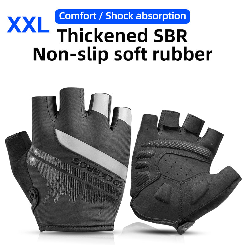 ROCKBROS S247 1Pair Half Finger Bicycle Gloves Wear-resistant Gloves with Reflective Stripes for Cycling Riding