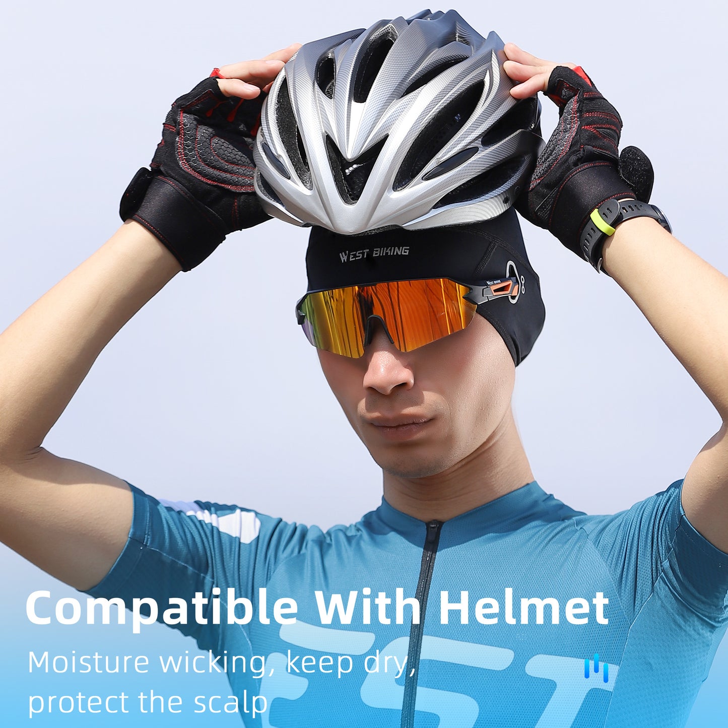 WEST BIKING YP0201363 Summer Cycling Ice Silk Cooling Cap UV Protection Breathable Helmet Liner Hat