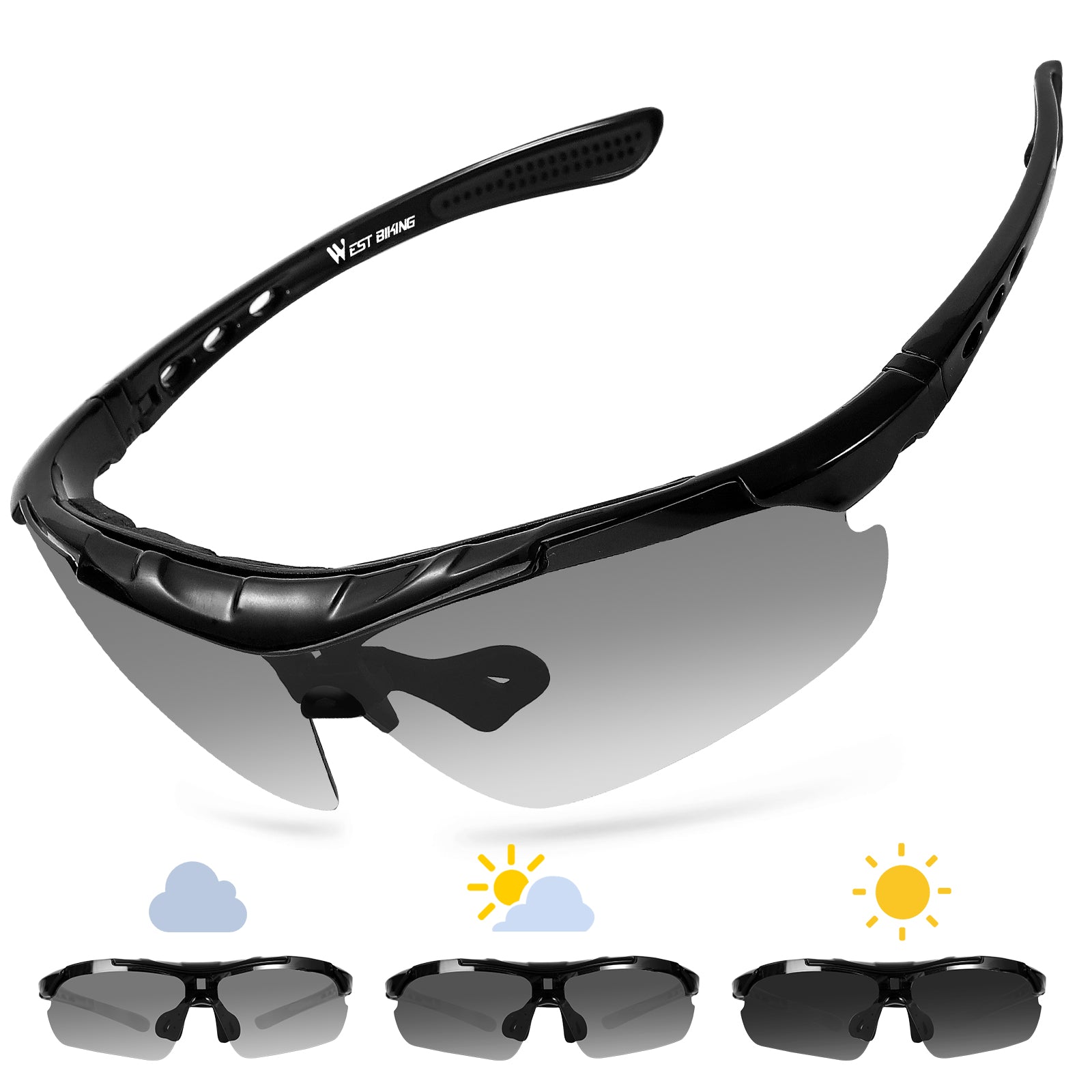 WEST BIKING YP0703137 Motorcycle Bike Riding Glasses Anti-UV Lens Powersports Sunglasses Goggles