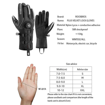 ROCKBROS S212BK One Pair Cycling Touch Screen Gloves Reflective MTB Bike Gloves Outdoor Motorcycle Bicycle Gloves