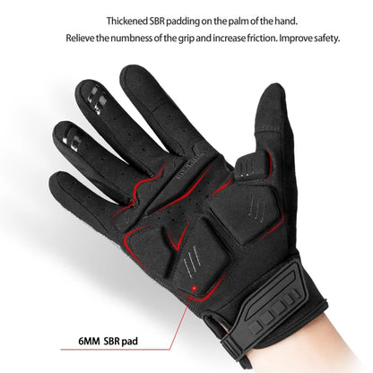 ROCKBROS S210BK One Pair Full Finger SBR 6mm Thickened Pad Shockproof Outdoor Bicycle Gloves