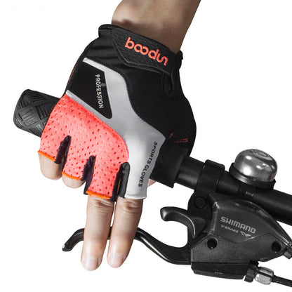 BOODUN 1024 Anti-Slip Breathable Half Finger Cycling Gloves Shock-Absorbed Road Bike Gloves Finger Padded Cycling Accessory