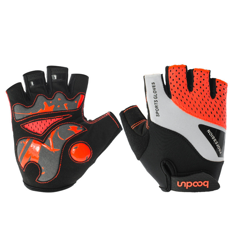 BOODUN 1024 Anti-Slip Breathable Half Finger Cycling Gloves Shock-Absorbed Road Bike Gloves Finger Padded Cycling Accessory