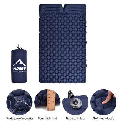 WIDESEA WSCM-005 Double Person Inflatable Camping Mattress Folding Camping Air Bed Picnic Pillow Blanket with Storage Bag