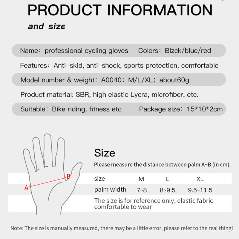 A0040 1 Pair Outdoor Cycling Half Finger Gloves Shock-absorbing Anti-skid Breathable Bicycle Gloves