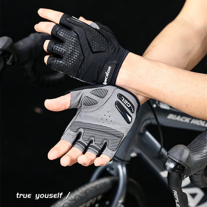 KYNCILOR A0028 1 Pair Cycling Fitness Half Finger Gloves Liquid Silicone Shock-absorbing Breathable Bicycle Gloves