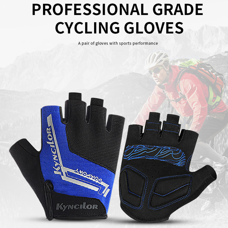 KYNCILOR A0027 1 Pair Anti-skid Breathable Cycling Gloves SBR+Fabric Bicycle Half Finger Gloves