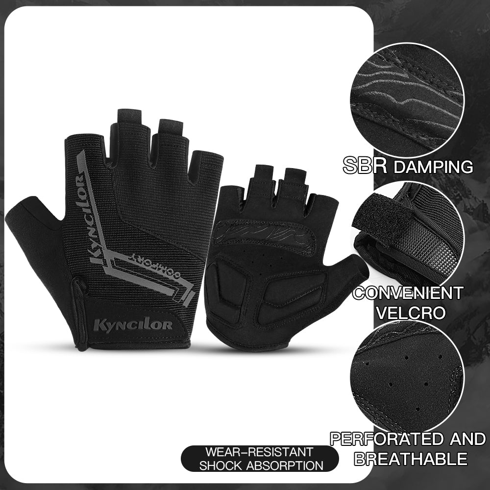 KYNCILOR A0027 1 Pair Anti-skid Breathable Cycling Gloves SBR+Fabric Bicycle Half Finger Gloves