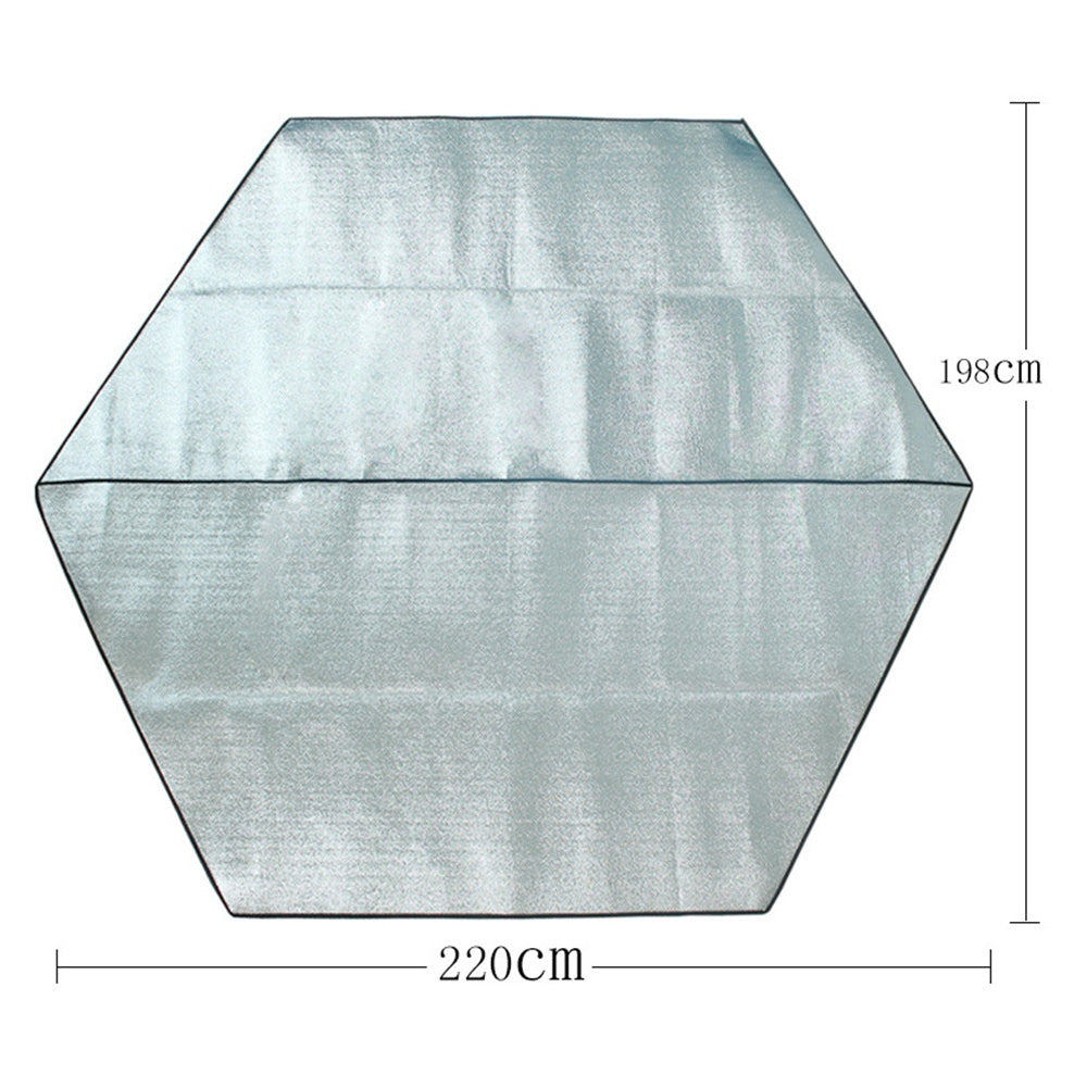 LEVORYEOU TNM-86423 220*198cm Waterproof Tent Mat Double-Sided Aluminum Foil Tarpaulin Hexagonal Moisture-proof Mat