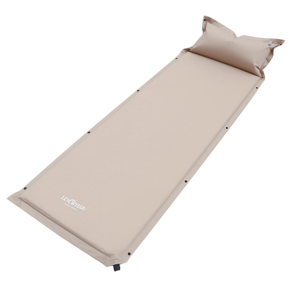 LEVORYEOU QD-8718 5cm Thicken Automatic Inflatable Cushion Single Person Outdoor Camping Air Mattress Splicing Sleeping Bed Mat with Pillow, 192*66*5cm