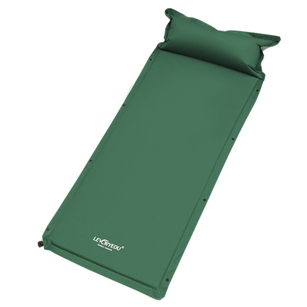 LEVORYEOU QD-8718 5cm Thicken Automatic Inflatable Cushion Single Person Outdoor Camping Air Mattress Splicing Sleeping Bed Mat with Pillow, 192*66*5cm