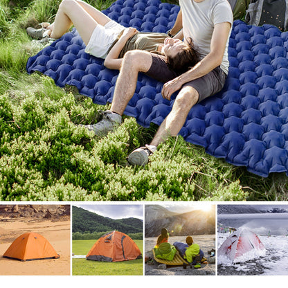 Portable 2 Person Camping Mat Foot Stepping Inflation Air Mattress Waterproof Sleeping Pad with Pillow