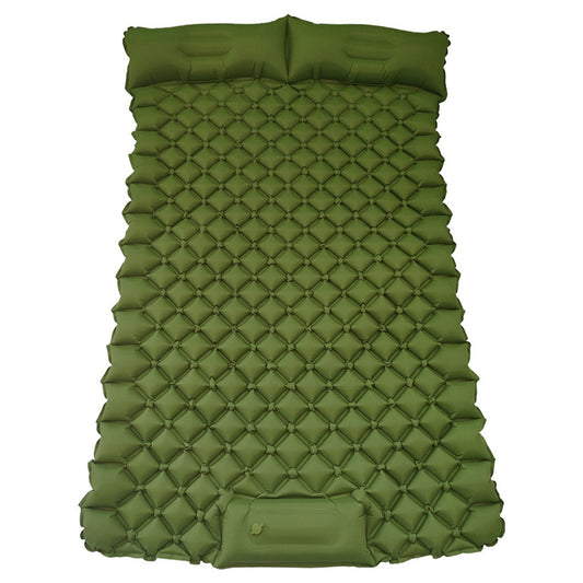 YH11 Rhombus Shape Outdoor Sleeping Pad Foot Pump Inflatable Air Mattress, Double Person with Pillow