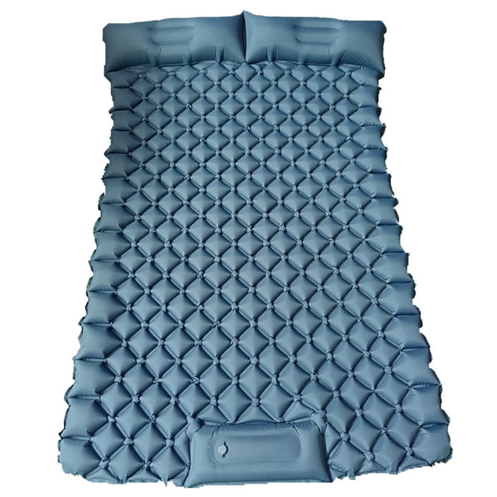 YH11 Rhombus Shape Outdoor Sleeping Pad Foot Pump Inflatable Air Mattress, Double Person with Pillow