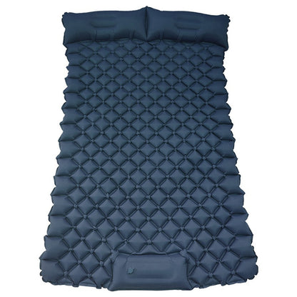 YH11 Rhombus Shape Outdoor Sleeping Pad Foot Pump Inflatable Air Mattress, Double Person with Pillow