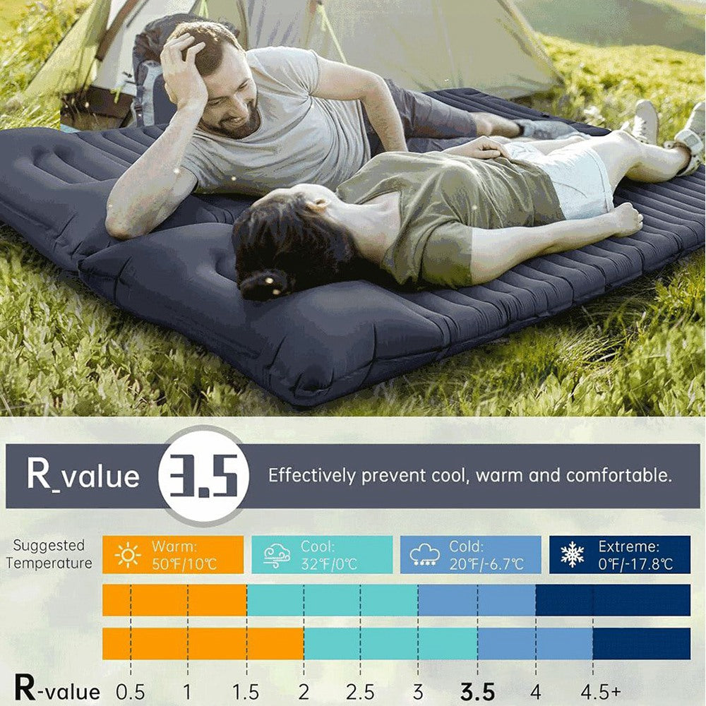 YH-19091 Foot Pump Inflatable Air Mattress Outdoor Sleeping Pad for Camping Hiking, Single Person with Pillow