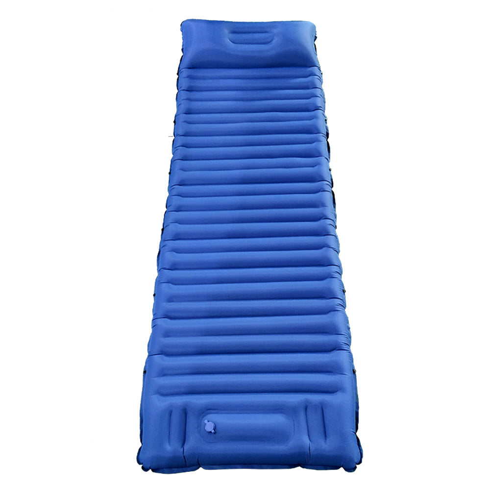 YH-19091 Foot Pump Inflatable Air Mattress Outdoor Sleeping Pad for Camping Hiking, Single Person with Pillow