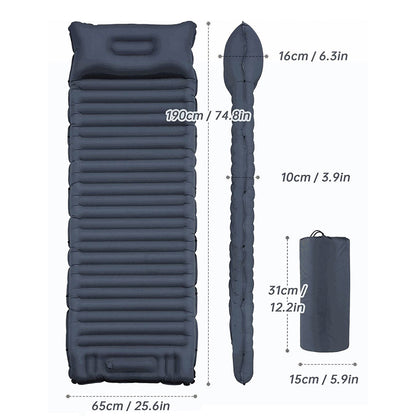 YH-19091 Foot Pump Inflatable Air Mattress Outdoor Sleeping Pad for Camping Hiking, Single Person with Pillow