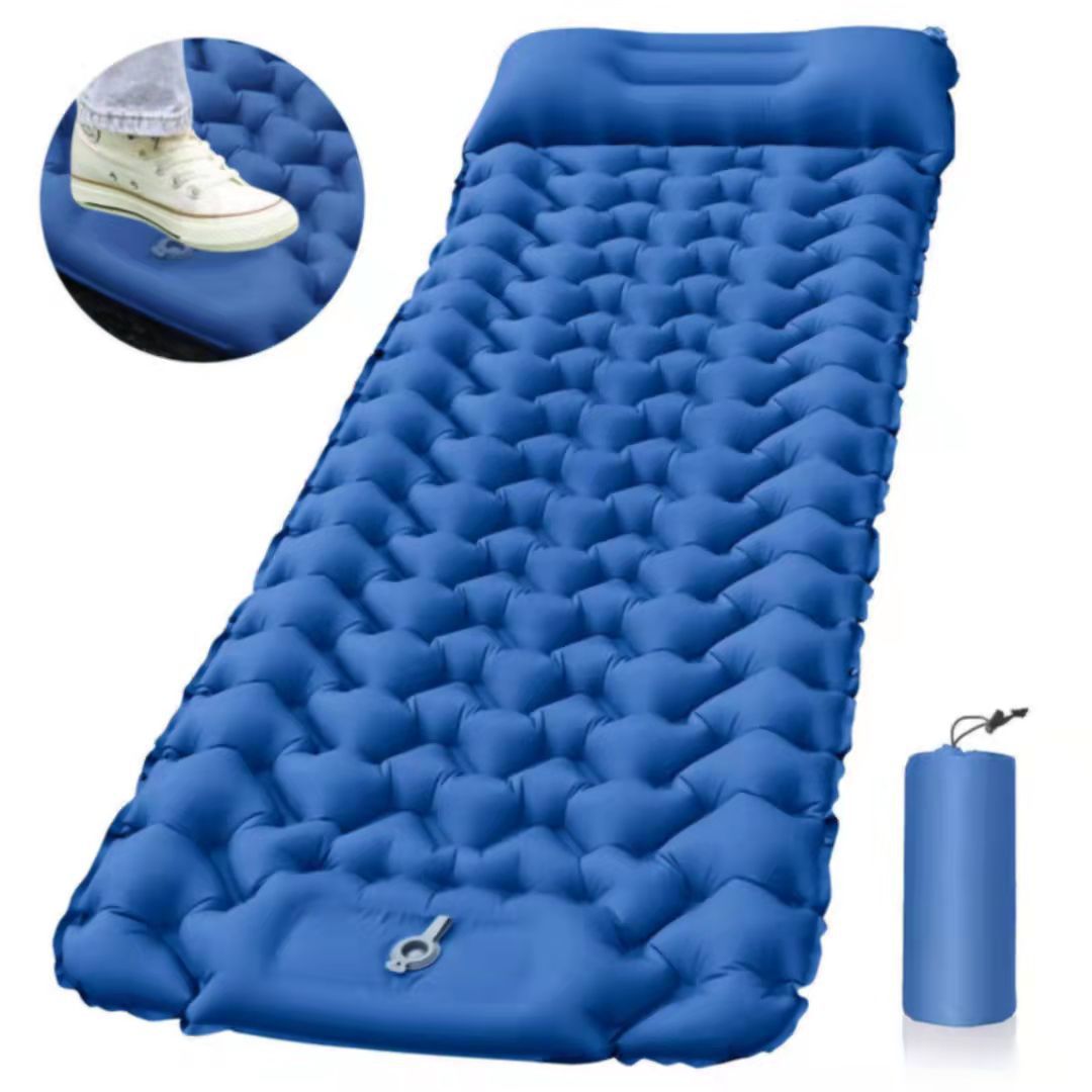 Foot Pump Portable Sleeping Pad Outdoor Camping Hiking Inflatable Air Mattress with Pillow