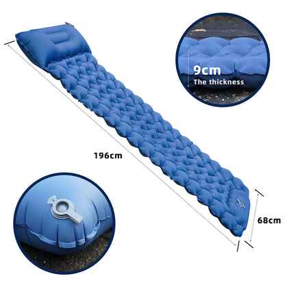 Foot Pump Portable Sleeping Pad Outdoor Camping Hiking Inflatable Air Mattress with Pillow