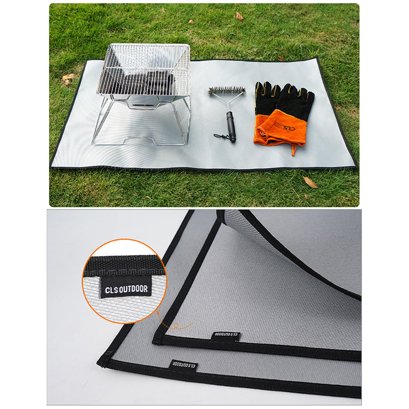 CLS Fireproof Cloth Heat Insulation Pad High-Temperature Resistant Mat for Camping Picnic Barbecue, Size L, 105x60cm