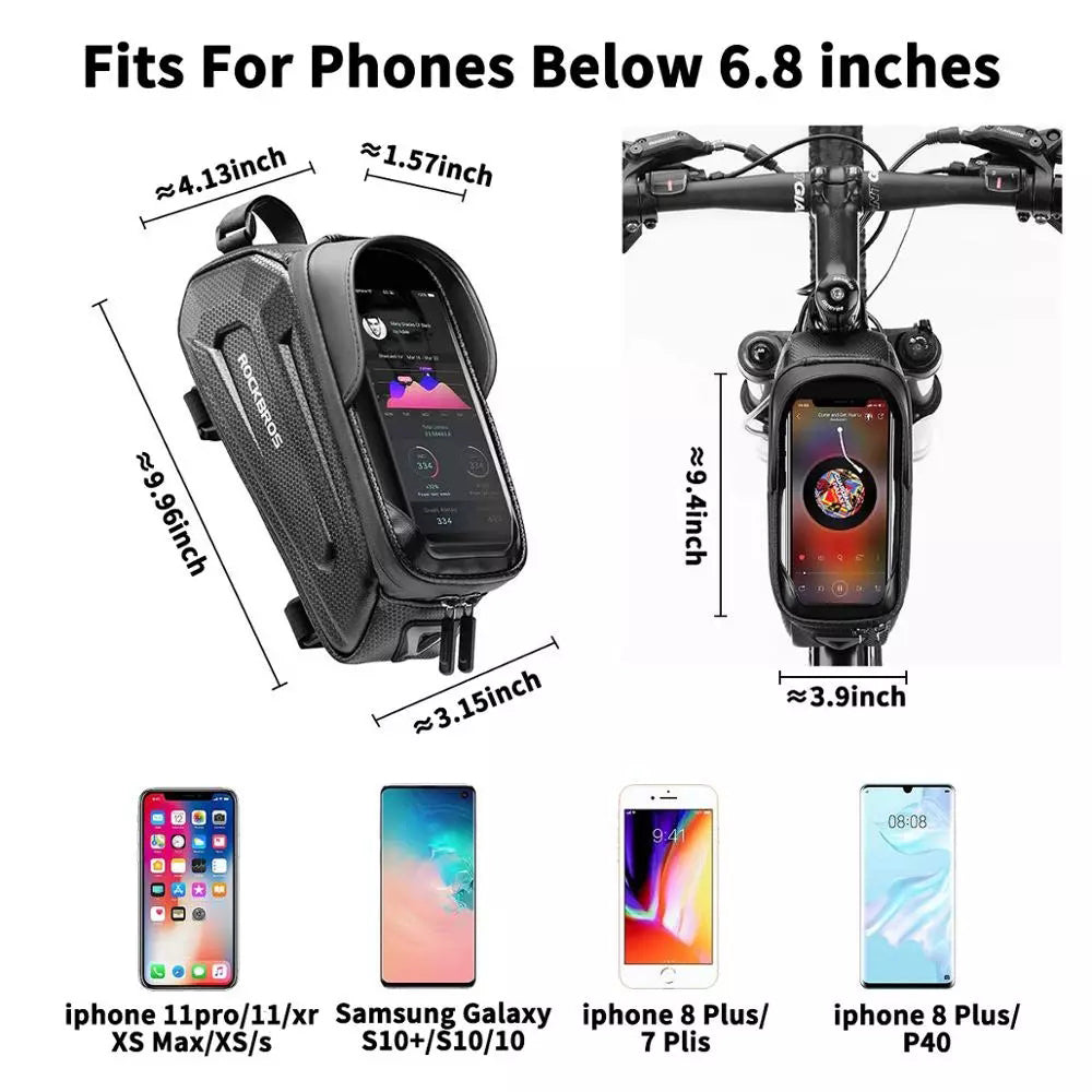 ROCKBROS Bike Phone Bag Waterproof Bicycle Frame Bag Pannier Top Tube Touch Screen Cycling Bag